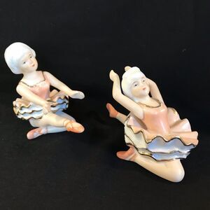Vintage Set of 2 MCM Porcelain Ballet Ballerina Dancer Girls Figurines Statues